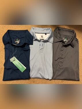 Bundle of Men's Golf Polo Shirts - 2 brand 18 Greens and 1 International Report